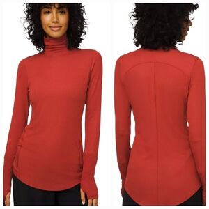 Lululemon Full Day Ahead Turtleneck XL Magma Red Orange Ribbed Long Sleeve Soft